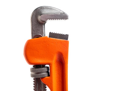 Adjustable pipe wrench isolated on white background.の写真素材