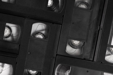 Video cassette in black and white background. Close up.の写真素材