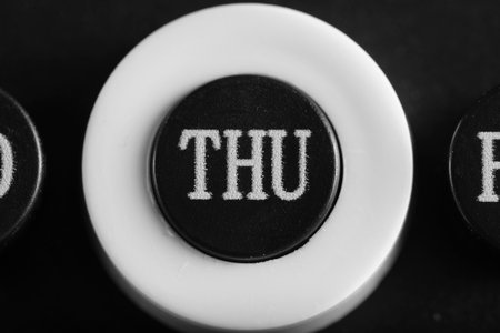 Abbreviated designation in close up, Thursday.の写真素材