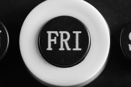 Abbreviated designation day week on calendar in close up.の写真素材