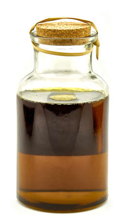 beautiful bottle with soybean oil and wood corkの写真素材