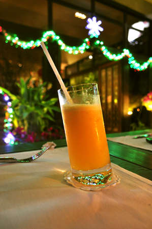 Orange Juice on a Bistro Tableの写真素材