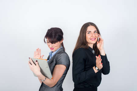 two women rejoice in the successful completion of the transactionの写真素材