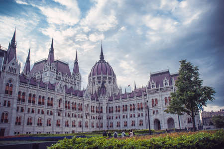 The Hungarian Parliament building on the reverse side from the river, Budapestの写真素材