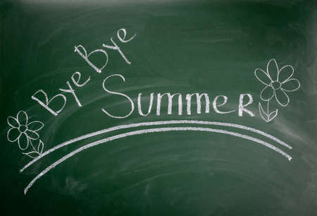 Bye bye summer - inscription chalk on a blackboardの写真素材