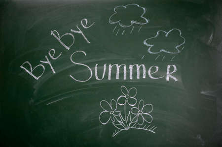 Bye bye summer - inscription chalk on a blackboardの写真素材