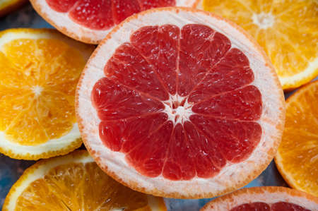 Grapefruit in the cut. Texture units of grapefruitの写真素材