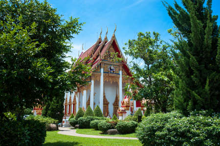 temple complex of Wat Chalong in Phuket, Thailandの写真素材