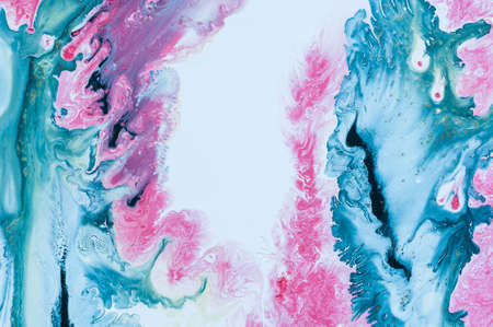 Abstract colorful background. Drawing with acrylic paints on water. Texture play of paint.の写真素材