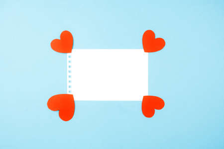 Beautiful blue  and white Notepad sheet for love noteの写真素材