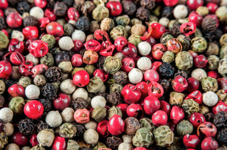 Pepper peas close-up. Macro photography of spices, natural backgroundの写真素材