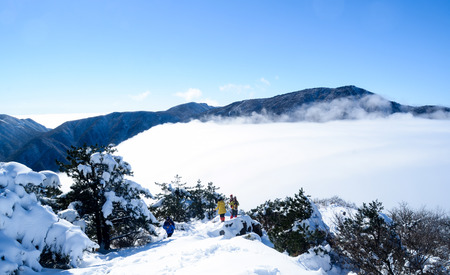 Snow cover the mountainのeditorial素材