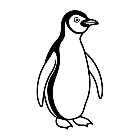 A clean line drawing of a penguin, perfect for educational resources, children's books, or general nature-themed designs.のイラスト素材