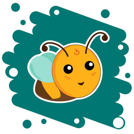 Funny bee on a turquoise backgroundのイラスト素材