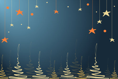 Christmas blue background with stars and Christmas trees.のイラスト素材