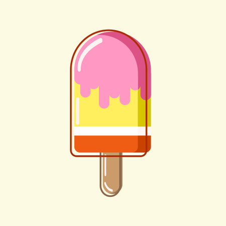 Fruity multicolored ice cream in pink icing on a stickのイラスト素材