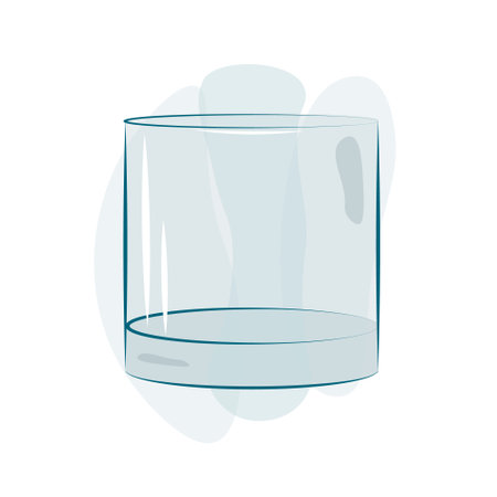 Glass wide water glass in watercolor style. Vector.のイラスト素材
