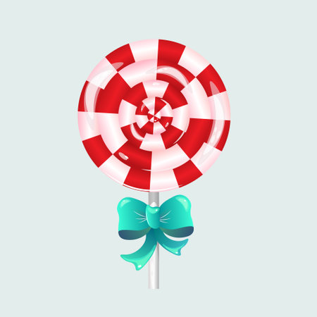 New Year round lollipop with turquoise bow. Vectorのイラスト素材