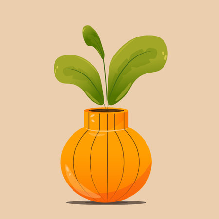 Autumn concept for postcard, card, for thematic banner, poster. Autumn composition, decorative elements. Stock vector illustration, leaves in a vase.のイラスト素材