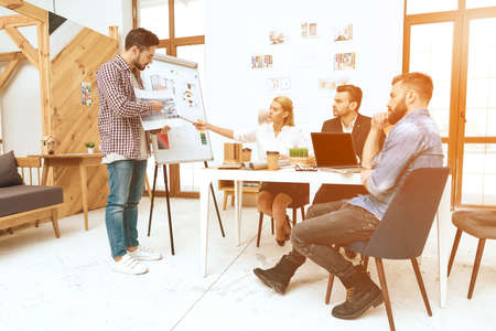Team of designers architects watching presentation