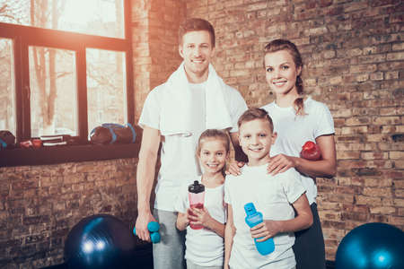 Sport Family In The Fitness Club During A Break.の写真素材