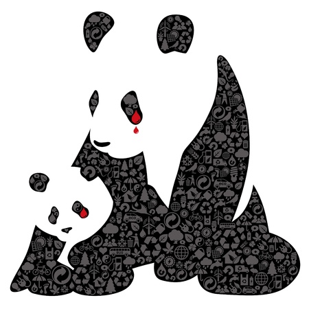 China panda made of ecology iconsのイラスト素材