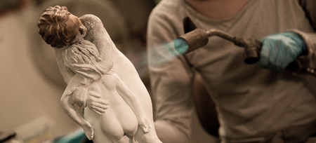 Sculpture Workshop Couple in bronze at foundryの写真素材