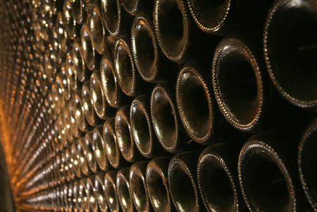 Wine barrels in cellar. Bordeaux Wineyard, France, Europe