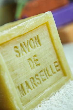 Marseille soap natural Multicolor soaps handmade with organic oil of lavender ond another flowersの写真素材