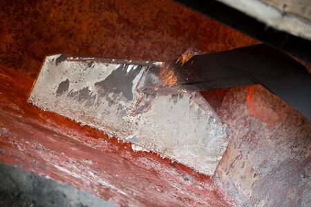 Hot steel pouring in steel plant, iron, aluminium