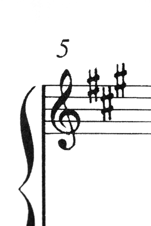 A music score sheet with the focus on the G-clef