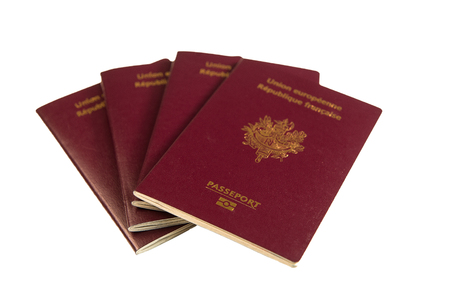 French passports on a white backgroundの写真素材