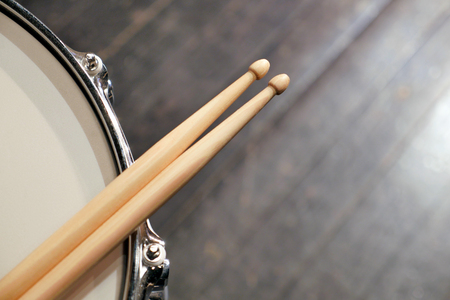 Drums closeup and drum sticks, Musicの写真素材