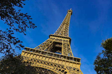 Eiffel Tower on blue sky in Paris, Franceの写真素材