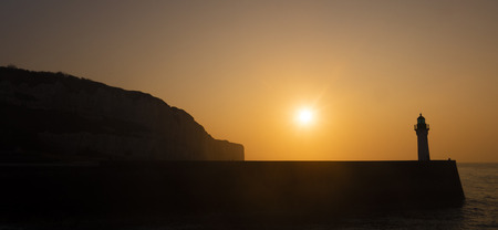 Cliff and Lighthouse at the entrance to the port of Saint Valery en Caux, Normandie