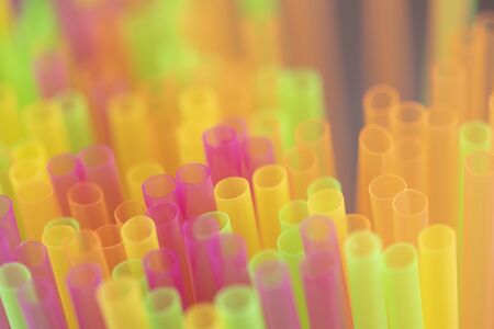Straw, straws plastic drinking background colourful full screen many group plastic single use ban banned in EUの写真素材