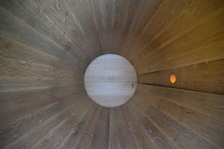 Interiors new Barrel Wine mixing during fermentation process, Bordeaux Vineyard, Franceの写真素材