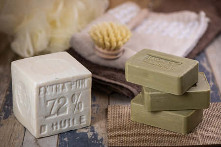 Marseille soap natural Multicolor soaps handmade with organic oil of oliveの写真素材