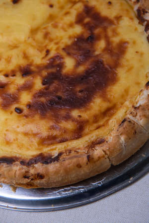 Parisian Flan, cutted classic tart served on a plate copy spaceの写真素材