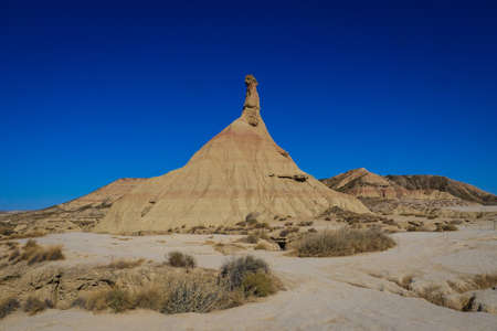Spain, Navarre, Arguedas, Bardenas Reales desert, natural park classified as Biosphere Reserveの写真素材
