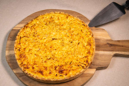 Vegetarian quiche recipe with winter vegetables, carrot, celery, potato