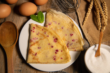 Ginger and Raspberry Chip Pancakes Recipeの写真素材