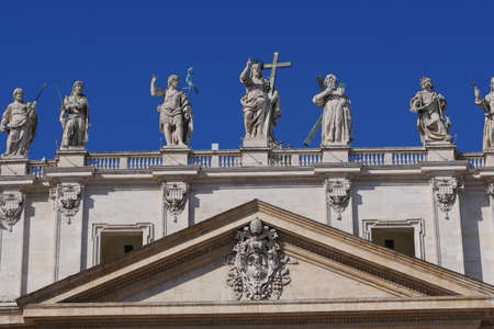 Saint Peters Square, Vatican.,Rome, 03.20.2021, Basilica of Saint Peter, The grandiose square in front of the main cathedral of Christendom and squareのeditorial素材