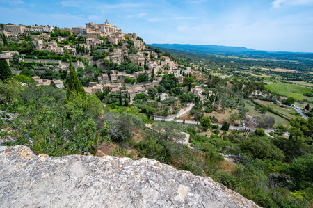 View over the village of Gordes, Vaucluse, Provence, Franceの写真素材
