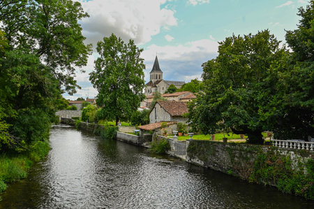 Verteuil-sur-Charente is a village situated on the banks of the river Charente, Franceの写真素材