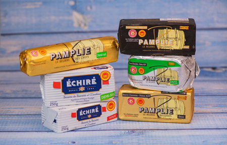 Traditional wrapped butter sticks, Echire and Pamplie butter of France, Unique know-howのeditorial素材