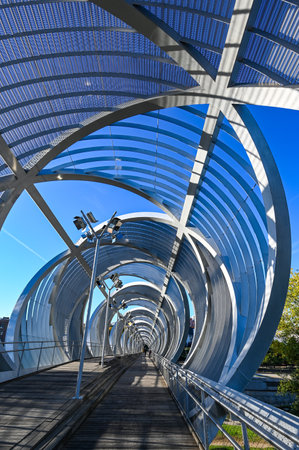 MADRID, SPAIN - November 17, 2023: Arganzuela Bridge in Madrid Rio Park, Designed by Dominique Perraultのeditorial素材