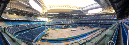 MADRID, SPAIN - NOVEMBER 16, 2023:Renovation works in the Santiago Bernabeu stadium, Real Madrid