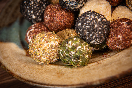 RECIPE FOR LABNEH CHEESE BOLLS WITH DRIED MINT, WHITE AND BLACK SESAME, SUMAC AND ZAATAR
