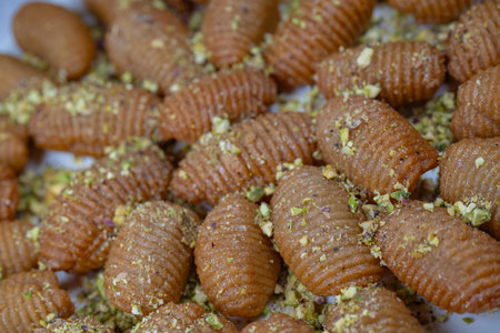 Lebanese recipe for Maakaroun fritters: fine wheat semolina, flour, butter, oil, ground aniseの写真素材